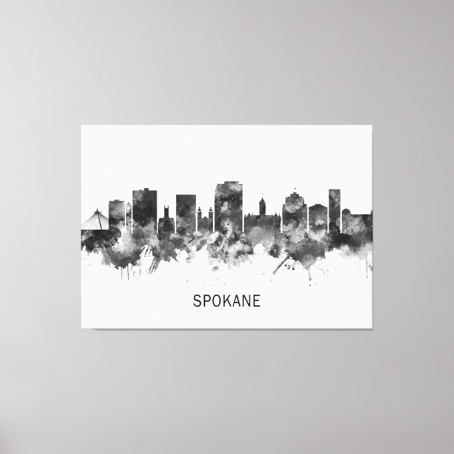 Spokane Washington Skyline BW Canvastryck (Framsida)
