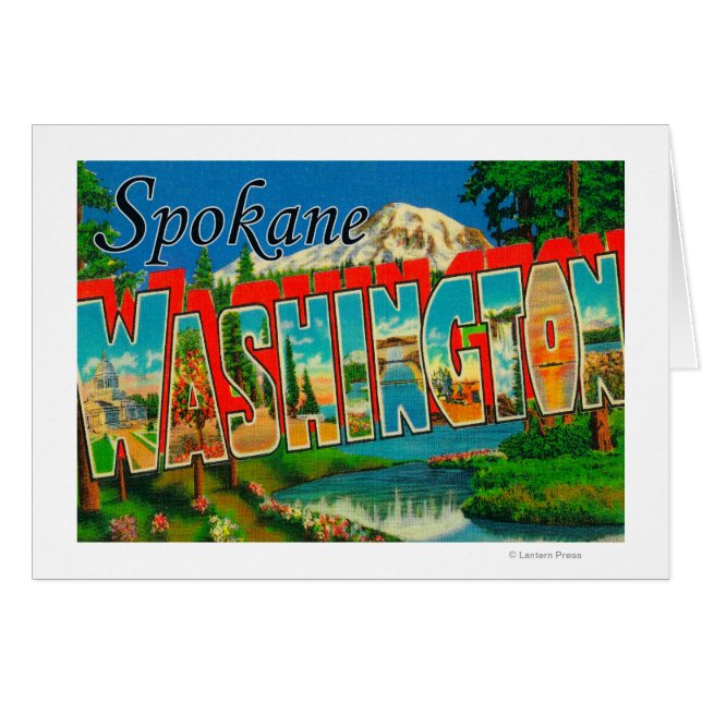 Spokane, Washington - Stora Brev-scenen Hälsningskort (Framsidan Horizontal)