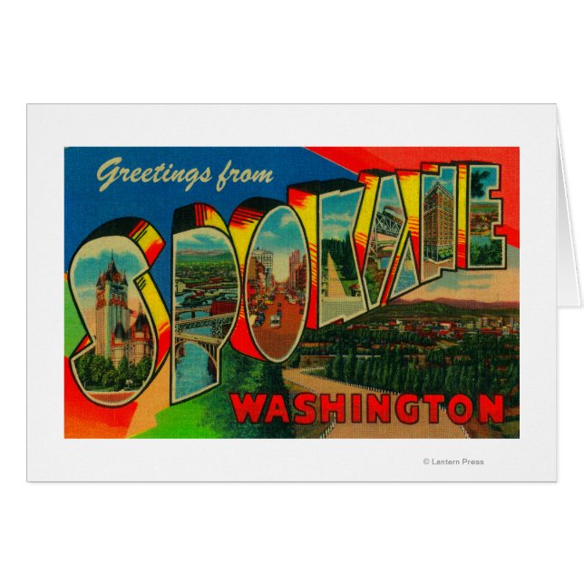Spokane, Washington - Stora Brev Scenes 2 Hälsningskort (Framsidan Horizontal)