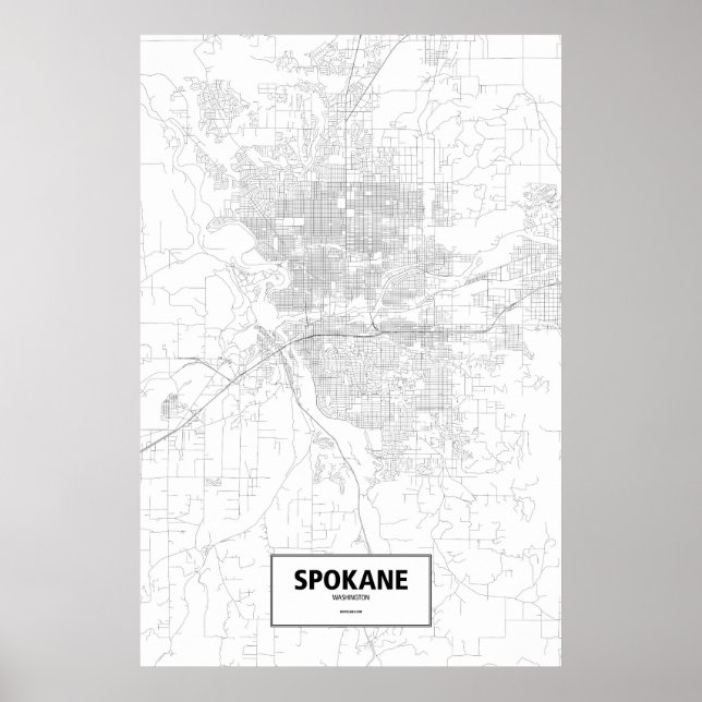 Spokane, Washington (svart på vitt) Poster (Framsidan)
