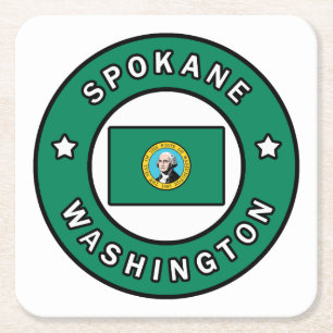 Spokane Washington Underlägg Papper Kvadrat