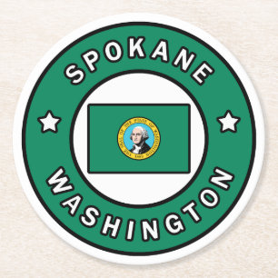 Spokane Washington Underlägg Papper Rund
