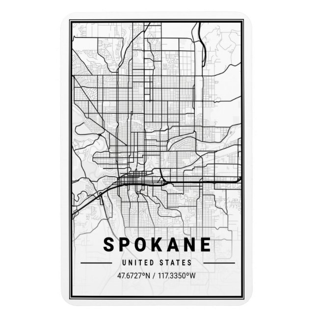 Spokane Washington USA Travel City Karta Magnet (Vertikal)