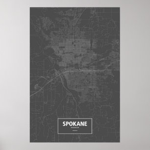 Spokane, Washington (vit på svart) Poster