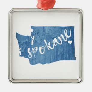 Spokane Washington Wood Grain Julgransprydnad Metall