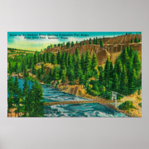 Spokanefloden och stoppet för fotsbron poster