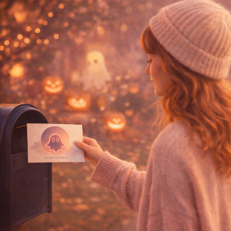 Spökar ett lyckligt Halloween • Lysande spöke Helg Vykort