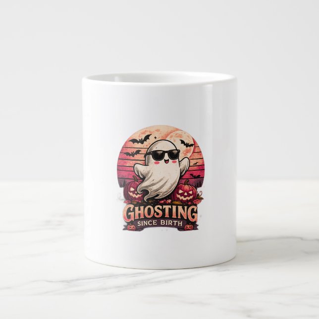 Spökar sedan födseln Rolig Halloween-spöke Kaffe  Jumbo Mugg (Framsidan)