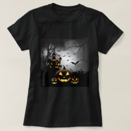 Spökat hus för Halloween kyrkogårdplatser pumpa Tee Shirt