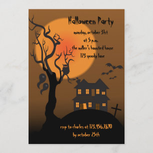 Spökat hus - halloween festinbjudan inbjudningar