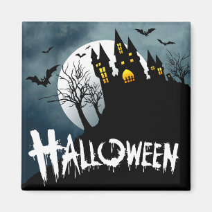 Spökat hus på en backe Spooktacular Halloween Magnet