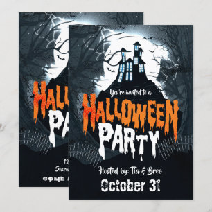Spökat hus på partyet för backeHalloween dräkt Inbjudningar