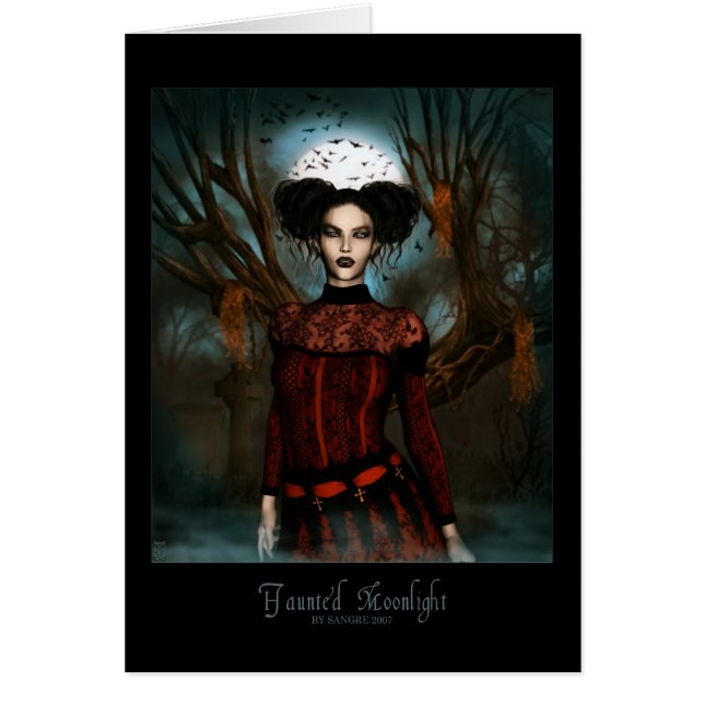 Spökat månsken hälsningskort (Framsidan)