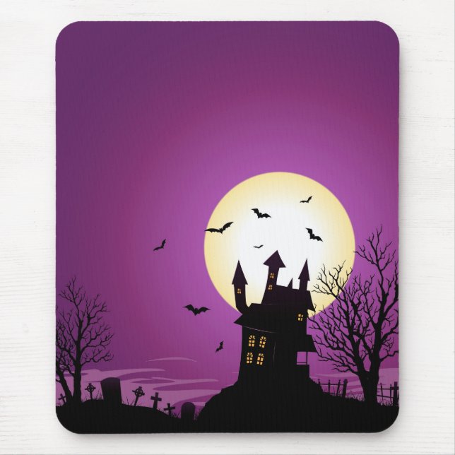 Spökat slott för tecknad Halloween Musmatta (Framsidan)