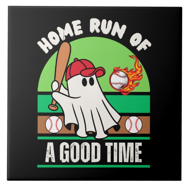 Spökbasebollspelare Halloween Kakelplatta (Framsidan)