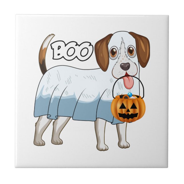 Spökbeagle Halloween Hund Kakelplatta (Framsidan)