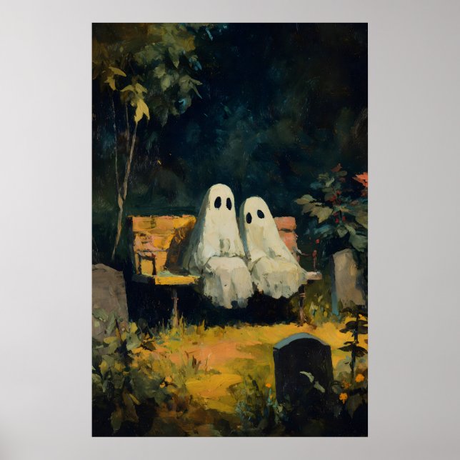 Spökbesök på gravtryck, kyrkogårdsposter, Goth Poster (Framsidan)