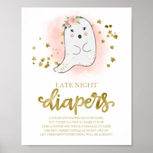 Spökblöjor för sena nätter Baby Shower Spel Skylt