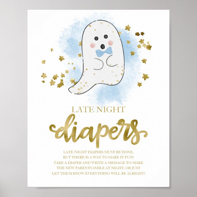 Spökblöjor på natten Förlossningsfest spelskylt Poster (Framsidan)
