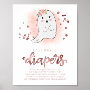 Spökblöjor sent på natten Baby Shower Spel Tecken Poster