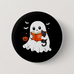 Spökbokläsande svart katt Halloween-kostym för män Knapp