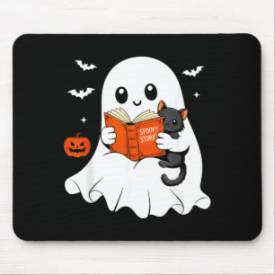Spökbokläsande svart katt Halloween-kostym för män Musmatta