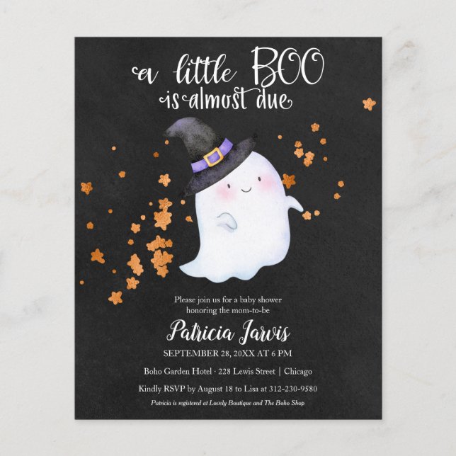Spökbudget Halloween Baby Shower-inbjudan (Framsida)