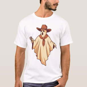 Spökcowboy Halloween Rolig Kostym för Skräcktema T Shirt