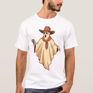 Spökcowboy Halloween Rolig Kostym för Skräcktema T Shirt