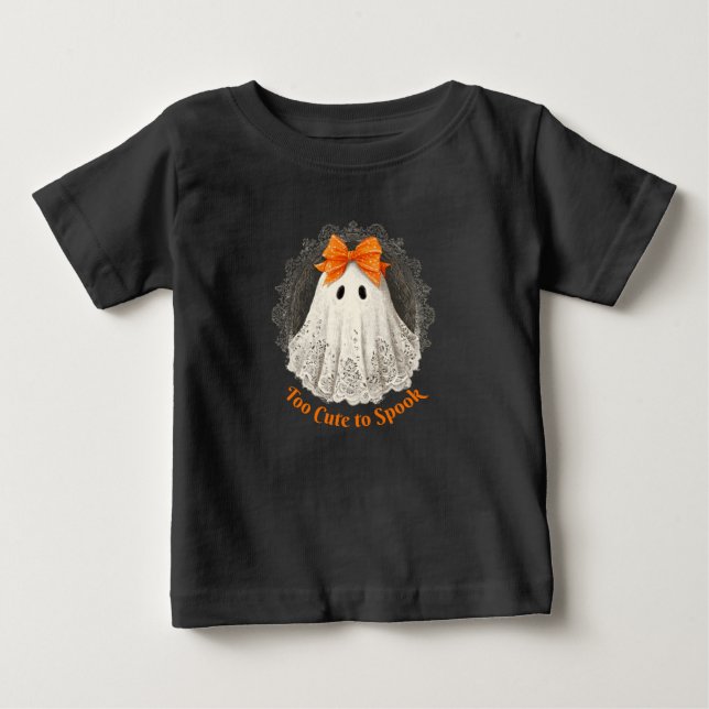 Spökdesign med orange snöre i utsirad ram t shirt (Framsida)