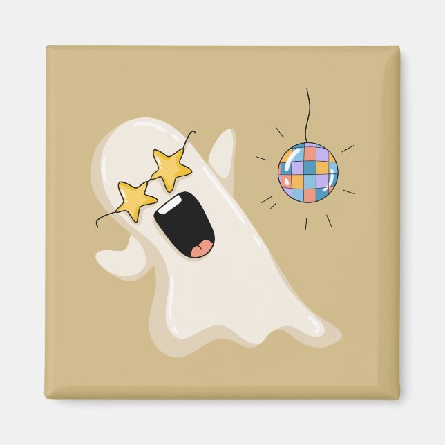 Spökdiskot med stjärnformade glasögon magnet (Framsidan)