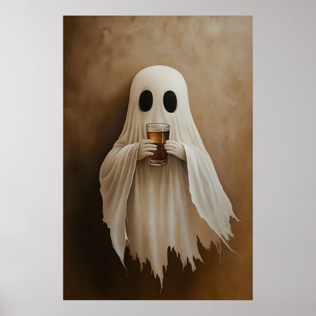 Spökdrinkande bourbondryckcocktailtryck, spökbar poster (Framsidan)