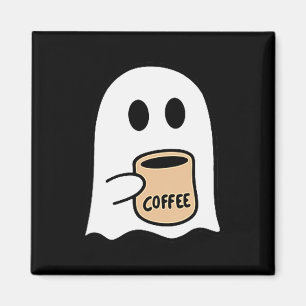 Spöke dricker kaffe Roligt Halloween-kostym Kaffe Magnet