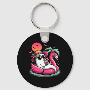 Spöke i livräddningsbadring Flamingo på poolflotte Nyckelring