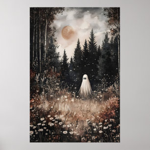 Spöke i skogsfält med blomma, Mörk akademi Poster