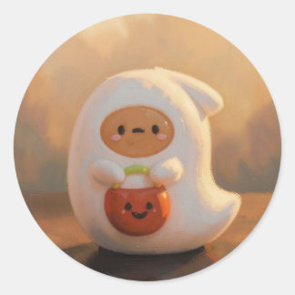 Spöke med pumpapåse halloween runt klistermärke