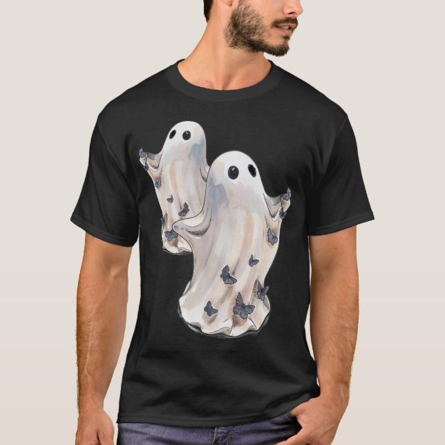 Spöke med små fjärilar Halloween  T Shirt (Framsida)