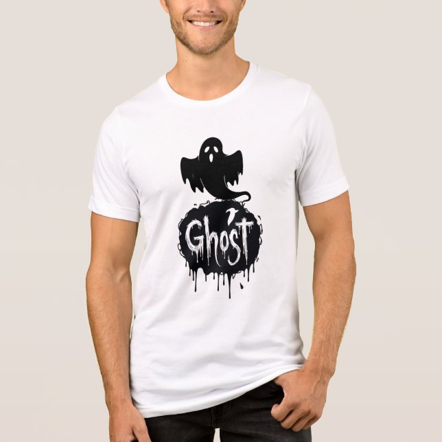 Spöke – Mörk Skräck Droppande Text Konst T Shirt (Framsida)