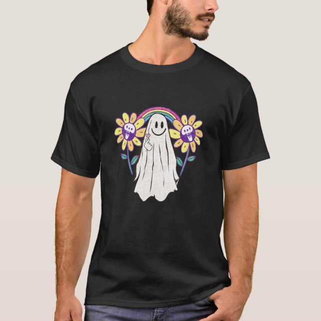 Spöke Mysig Färgrik Regnbåge Goth T Shirt (Framsida)