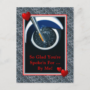 Spoke n for Motorcycle Valentine Card Helg Vykort