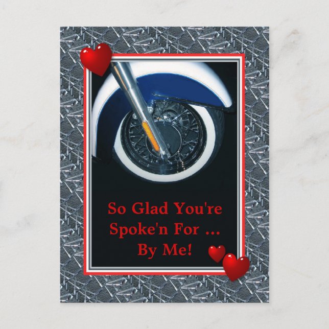 Spoke n for Motorcycle Valentine Card Helg Vykort (Framsida)