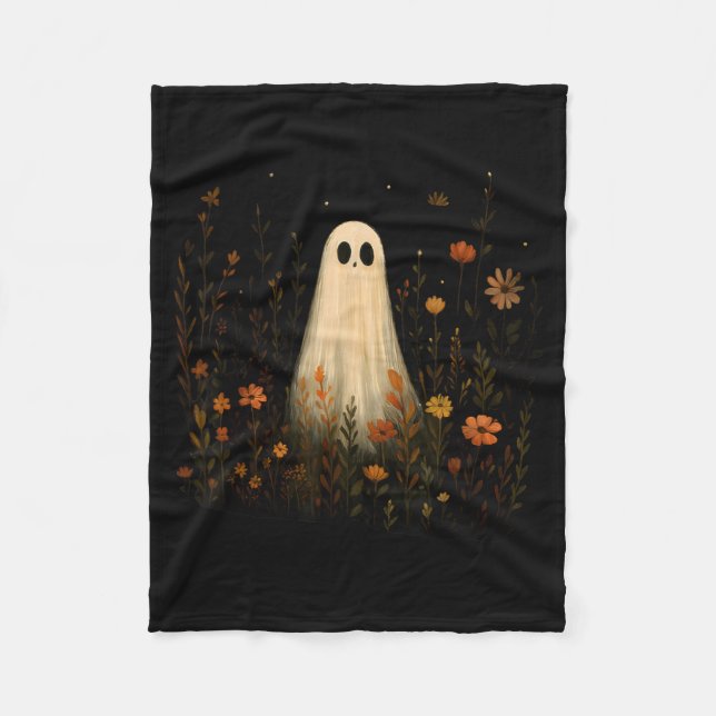 Spöke På En Blomsteräng Halloween Höst Design Fleecefilt (Framsidan)