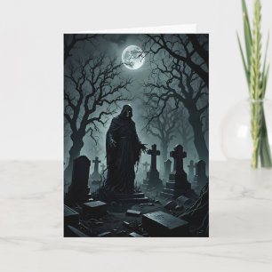 Spöke på kyrkogården Halloween Kort