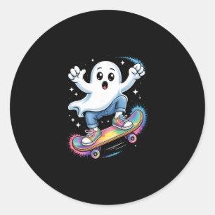 Spöke på skateboard Rollig Halloween-kostym Skateb Runt Klistermärke