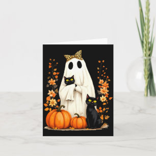 Spöke som håller svart katt Halloween Katt älskare Kort
