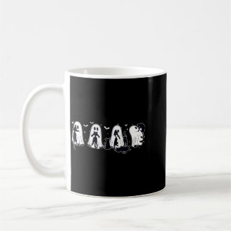 Spöke som håller svart katt Halloween svart kattäl Kaffemugg
