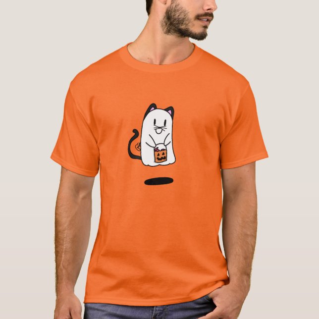 spöke som klär sig som katt för Halloween T Shirt (Framsida)