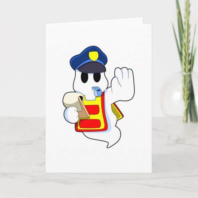 Spöke som polisman med visselpipa kort (Framsida)