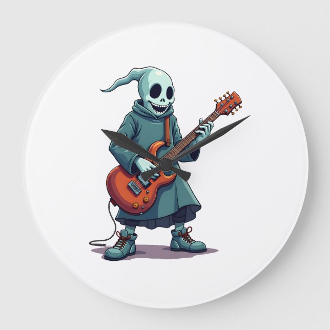 Spöke som spelar gitarr � Kuslig musik Halloween T Stor Klocka (Framsida)