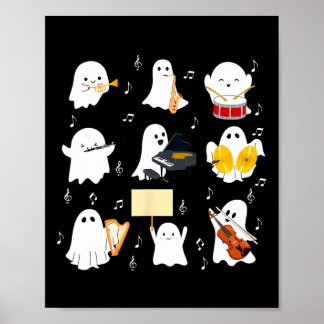 Spöke som spelar musikinstrument Halloweenmusik Poster